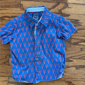 Blue Shirt with Red Lobster Print
